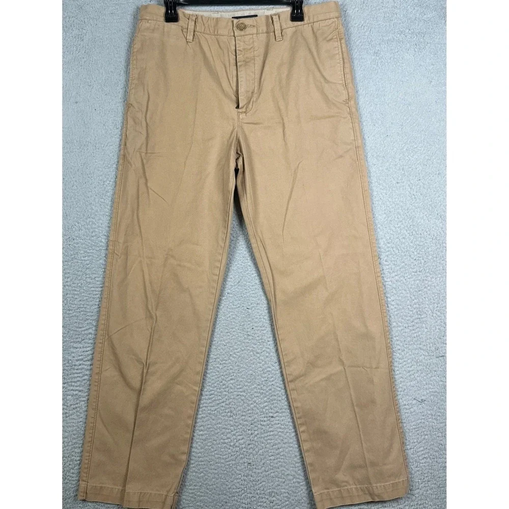 Banana Republic Pants Mens 34X32 Tan Khaki Slim Fit Straight Chinos Flat Front